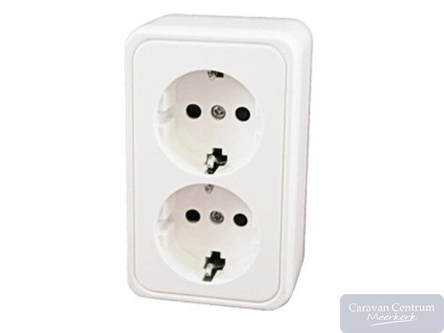 Contactdoos dubbel opbouw m/randaarde