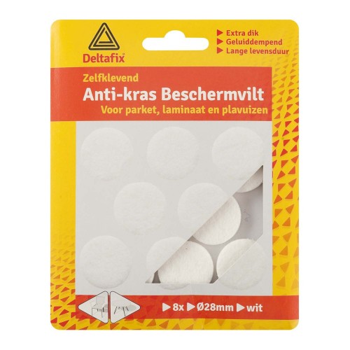 Anti-Krasvilt rond 28 mm wit met 8 st.