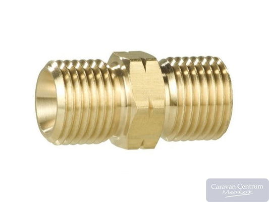 Gimeg dubbele nippel 1/4 inch links
