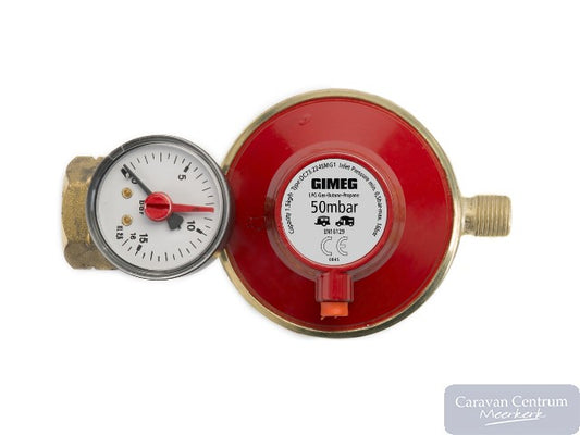 Gimeg gasdrukregelaar afblaasbeveiliging en manometer 50 mbar Kombi X 1/4 inch links
