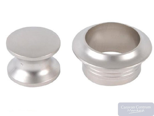 Knop+ring zilver mat a 2 st pushlock