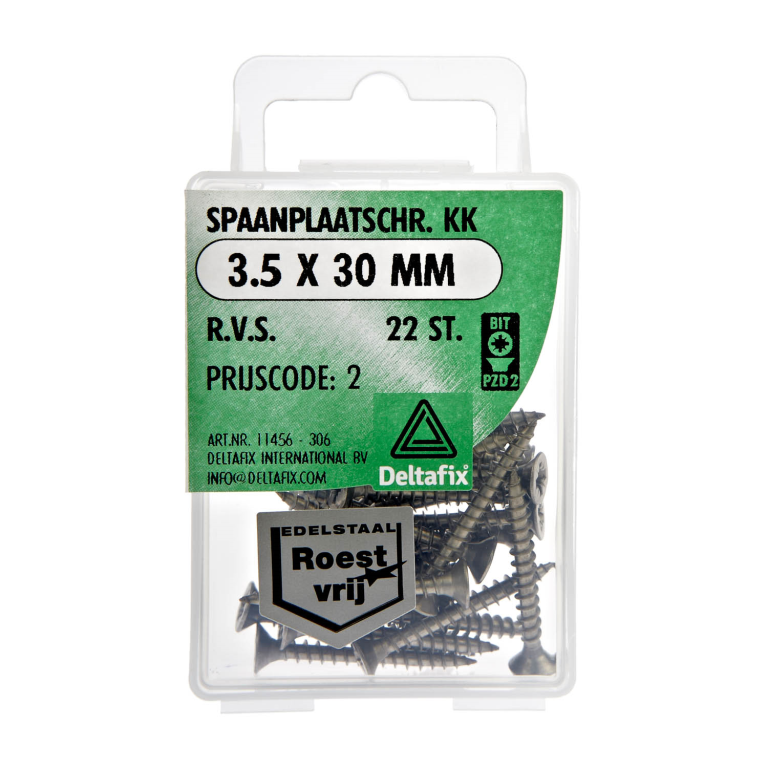 Spaanplaatschr. KK 3.5 X 30 mm r.v.s. a 22 st.