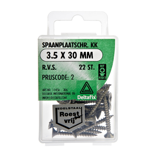 Spaanplaatschr. KK 3.5 X 30 mm r.v.s. a 22 st.