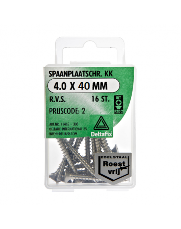 Spaanplaatschr. KK 4.0 X 40 mm r.v.s. a 16 st.