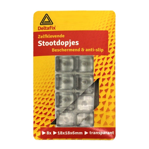Stootdopjes 18 mm X 18 mm transp. a 8 st.