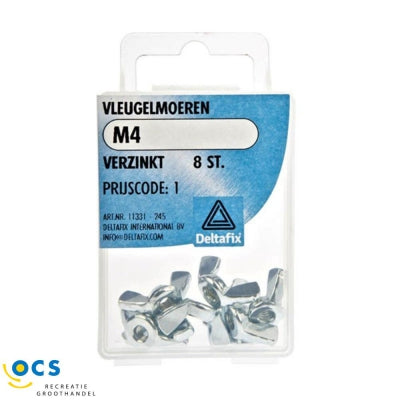 Vleugelmoeren M4 verzinkt a 8 st.