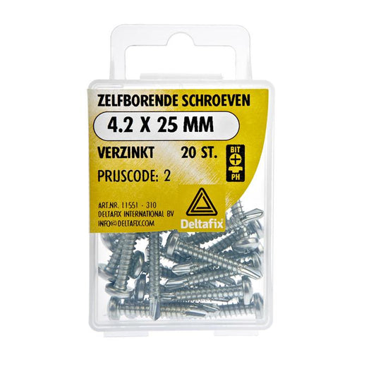 Zelfborende schroeven 4.2 X 25 mm verz a 20 st