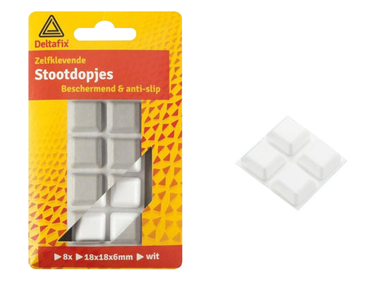 Stootdopjes 18 mm X 18 mm wit a 8 st.
